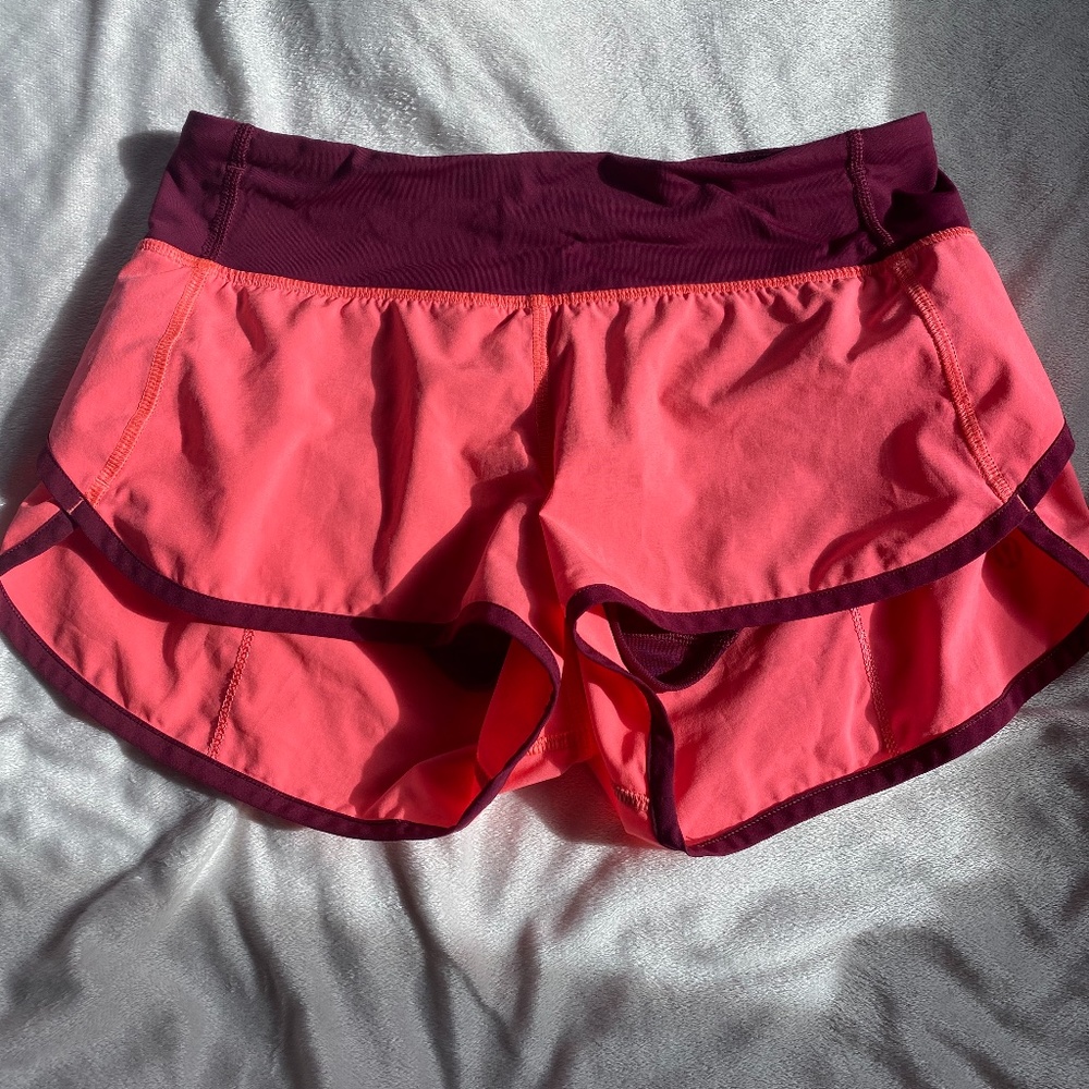BRIGHT PINK LULULEMON SHORTS